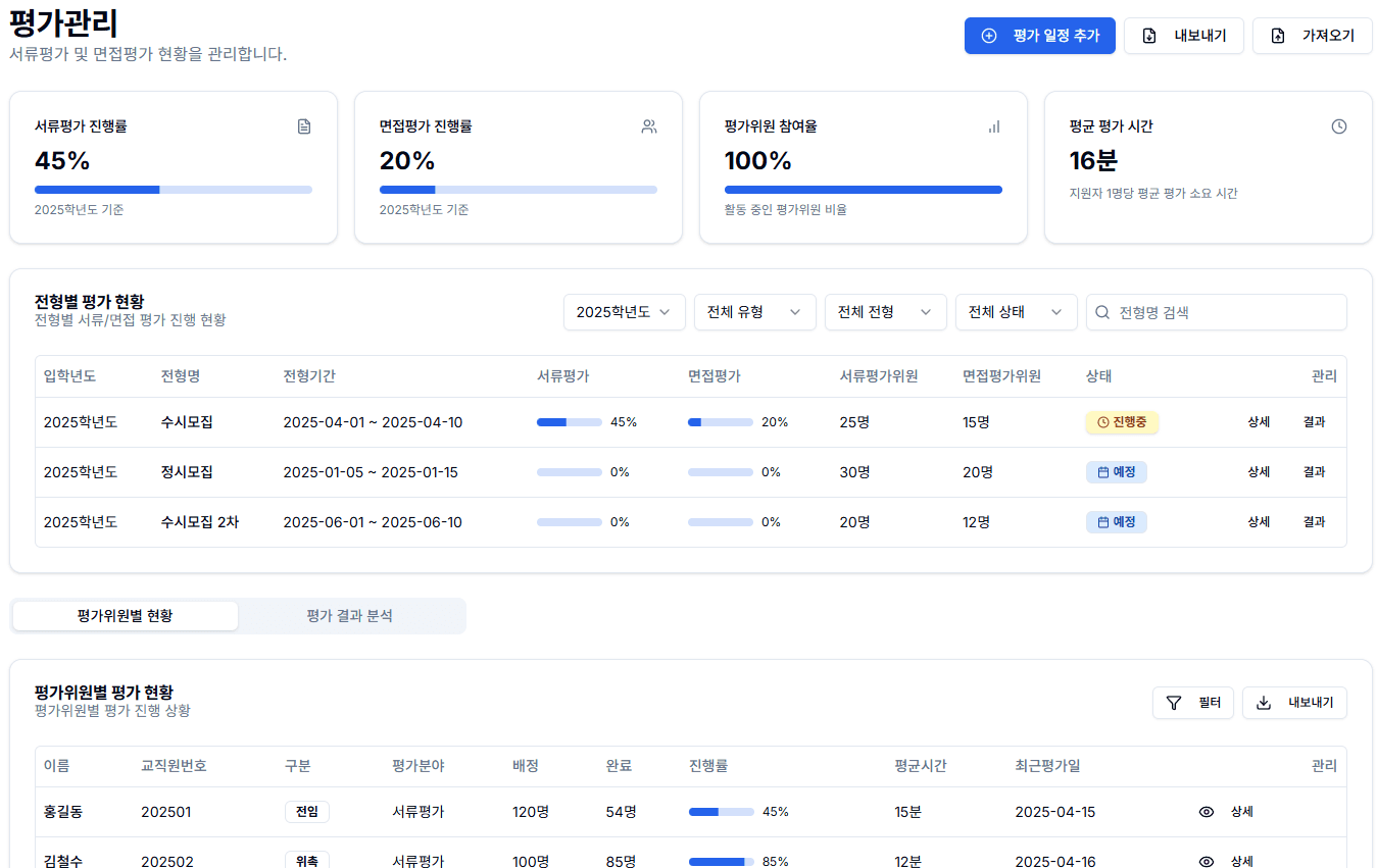 평가 이력 관리